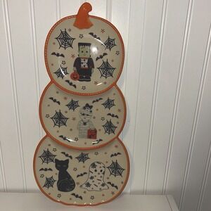 Temp-tations Seasonal Stacked  Figural Pumpkin Platter Halloween EUC